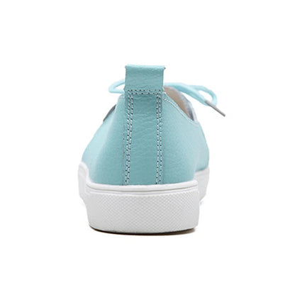 WOIZGIC Women Students Gril Female Leather White Shoes Flats Platform Lace Up Korean Casual Vulcanized Shoes FEZ-173