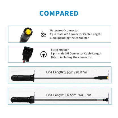 Electric Bike Scooter Twist Throttle Speed Control Handle Thumb Throttle 24v/36v/48v/60v/72v Electric Bicycle Accessories 160CM
