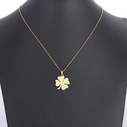 DOTIFI Stainless Steel Necklace for Women Man Lover's Clover Gold Color Pendant Necklace Engagement Jewelry