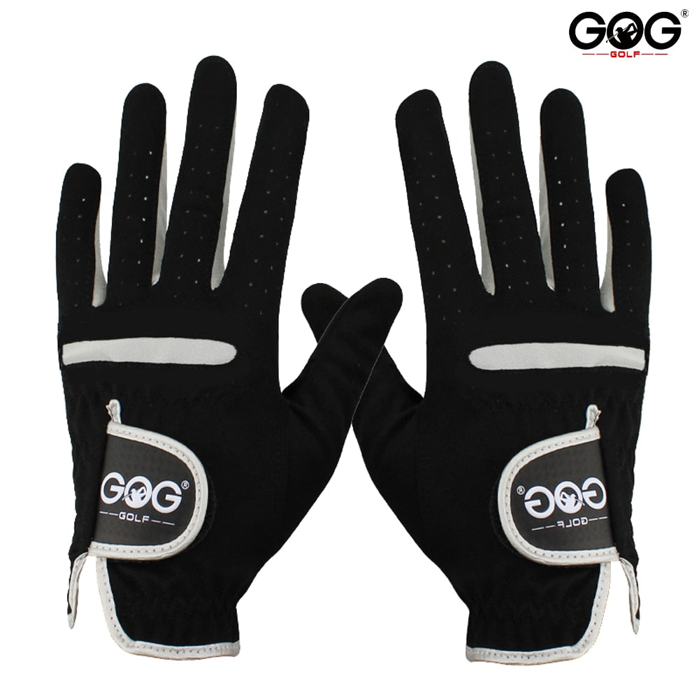 GOG Golf Gloves for Men Black Soft Fabric Breathable Outdoor Sports Golf Ball Gl