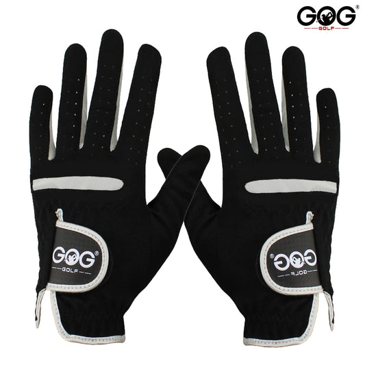 GOG Golf Gloves for Men Black Soft Fabric Breathable Outdoor Sports Golf Ball Gl