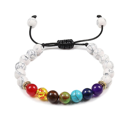 Natural Stone Tiger Eye 7 Chakra Bracelets & Bangles Yoga Balance Beads Buddha Prayer Elastic Bracelet Men Pulseira Masculina