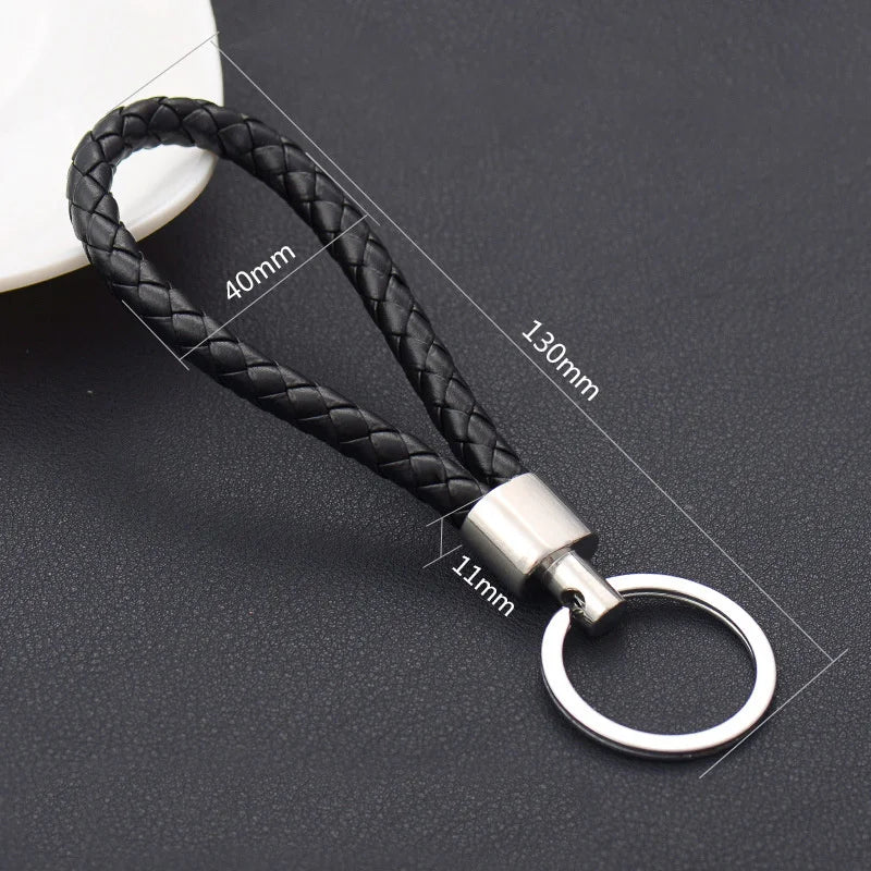 Handmade Knitted Rope Making Leather Rope Keychain for Women Men Rope for Hanging Bags Key Chain Porte Clef Chaveiro Keychains