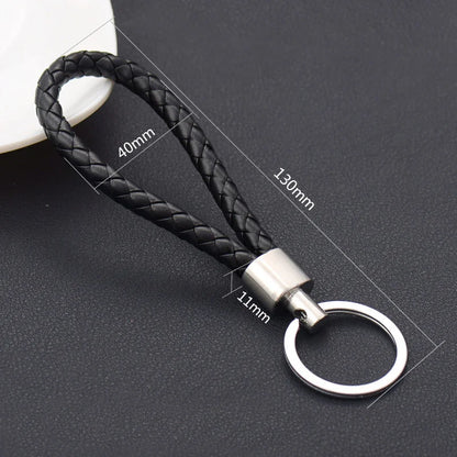 Handmade Knitted Rope Making Leather Rope Keychain for Women Men Rope for Hanging Bags Key Chain Porte Clef Chaveiro Keychains