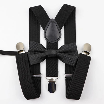 Cartoon Children Belt Bowtie Set Baby Boys Suspenders Polyester Y-Back Braces Two Colors Bow Tie Adjustable Elastic Kids