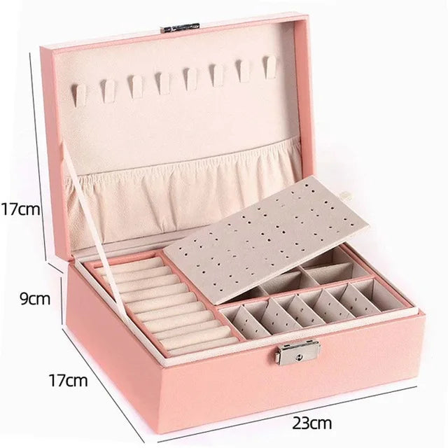 Jewelry Organizer Large Jewelry Box High Capacity Jewelry Casket Makeup Storage Makeup Organizer Leather Beauty Travel Box