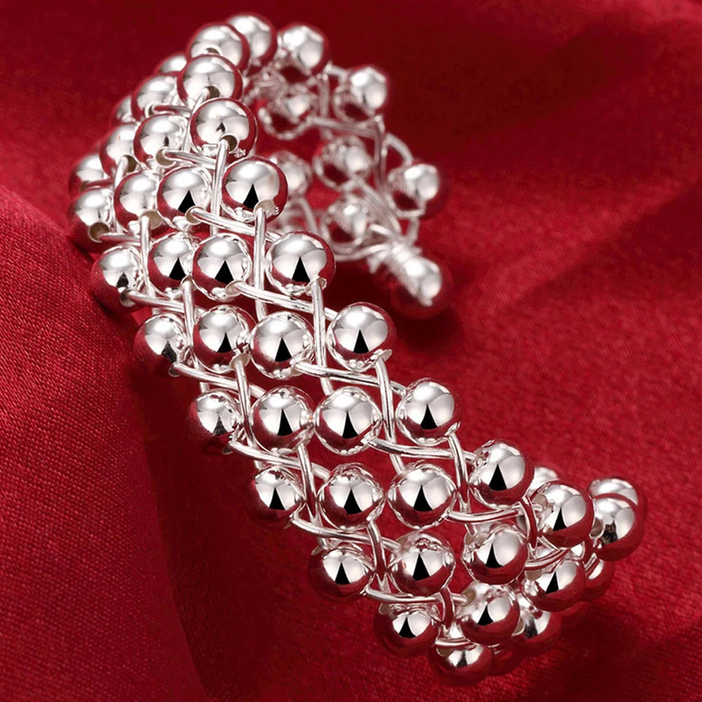 Andara 925 Sterling Silver Round Heart Open Bracelet for Women Jewelry Cuff Bangles