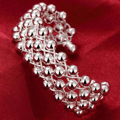 Andara 925 Sterling Silver Round Heart Open Bracelet for Women Jewelry Cuff Bangles