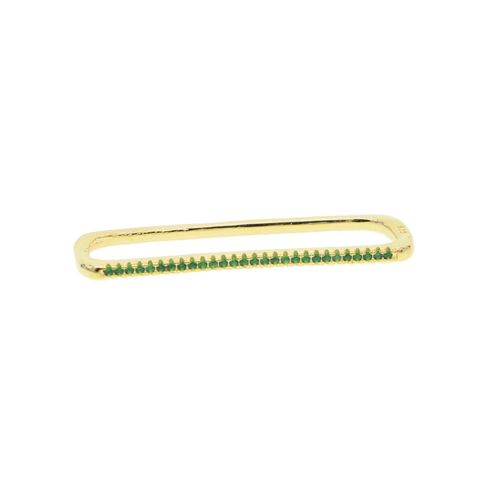 Fashion Women Jewelry 1 Piece Ear Cuff No Piercing Ear Clip White Rainbow Cz Rectangle Cuff Earring
