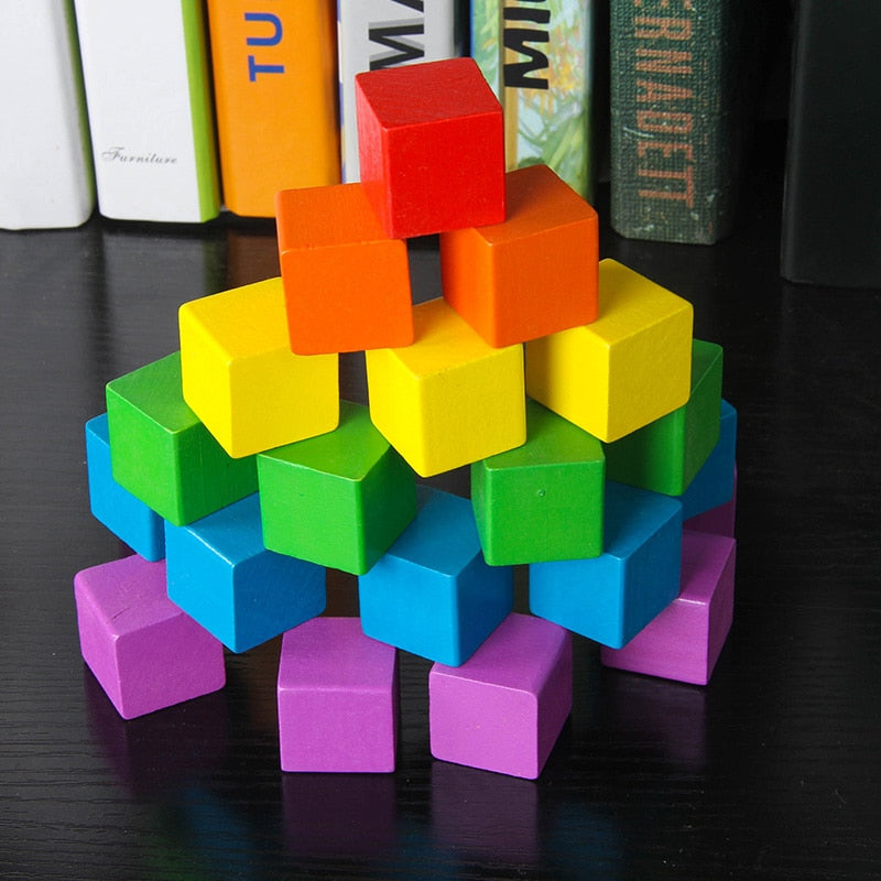 100pcs 1cm 1.5cm 2cm Colorful Wooden Cubes Wood Dices Board Games for Family and Kids Board Game 6 Colors