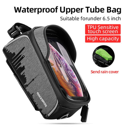 ROCKBROS Bike Bag Front Phone Bicycle Bag for Bicycle Tube Waterproof Touch Screen Saddle Package for 6.5Inch Bike Accessories