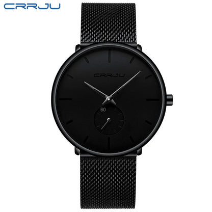 Men Watch CRRJU Watch Women Quartz Dress Watch for Men Dress Watches Fashion Unisex Ultra Thin Wristwatch Relojes Para Hombre