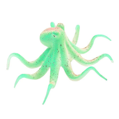 Fluorescent Artificial Octopus Aquarium Ornament With Suction Cup Fish Tank Decoration