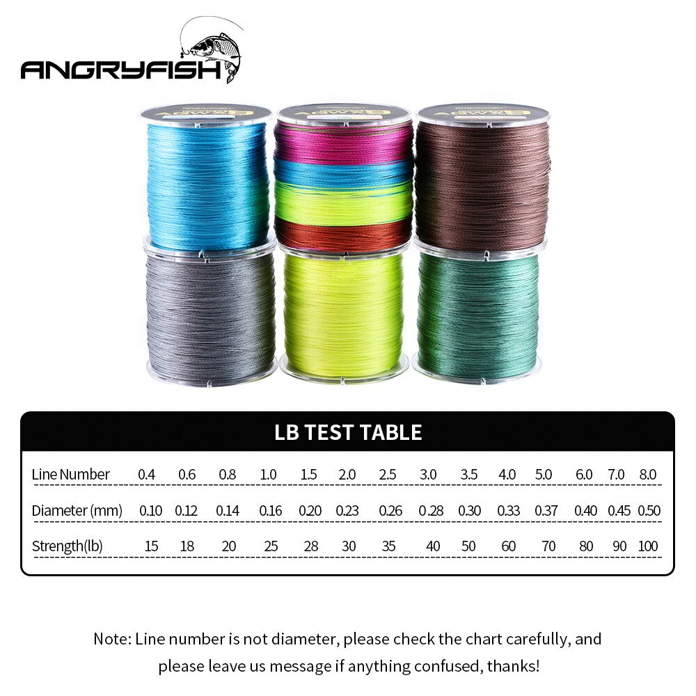 Angryfish Super Strong PE Line Braided Fishing Thread 9 Strands Weaves Braided 500m/547yd Fishing Line