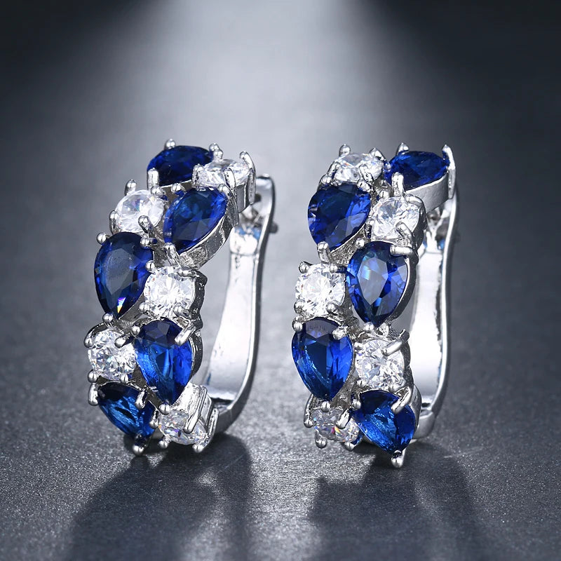EMMAYA Luxury Rose Gold Color Earrings Flash CZ Zircon Ear Studs 12 Colors Earrings Women Brincos