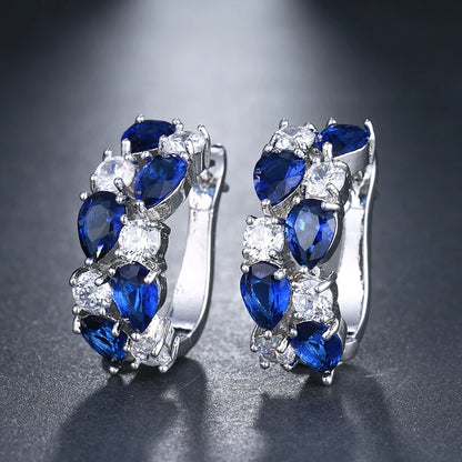 EMMAYA Luxury Rose Gold Color Earrings Flash CZ Zircon Ear Studs 12 Colors Earrings Women Brincos