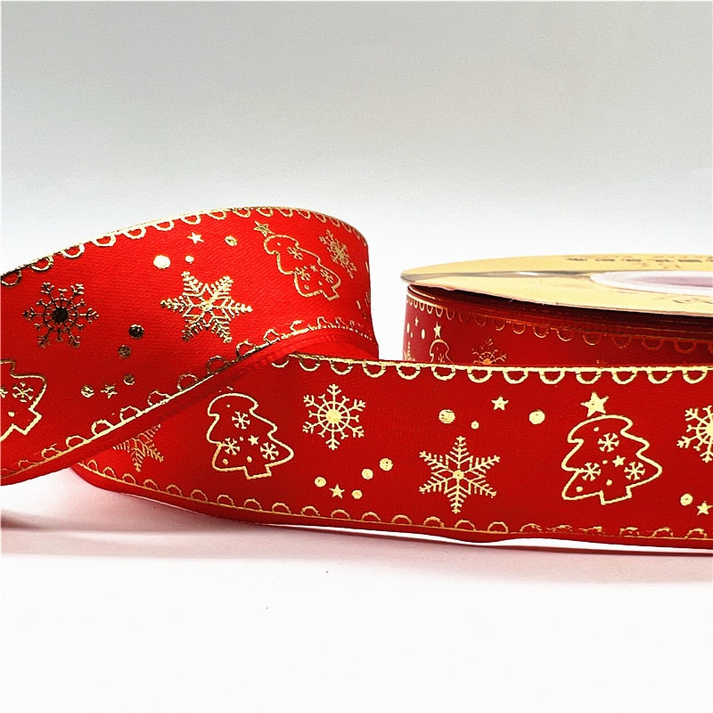 5yards 1inch 25mm Christmas Ribbon Printed Christmas Polyester Ribbon for Handmade Design Christmas Decoration DIY