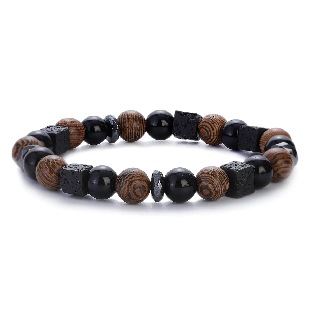 8mm New Natural Wood Beads Bracelets Men Black Ethinc Meditation White Bracelet Women Prayer Jewelry Yoga Bracelet Homme