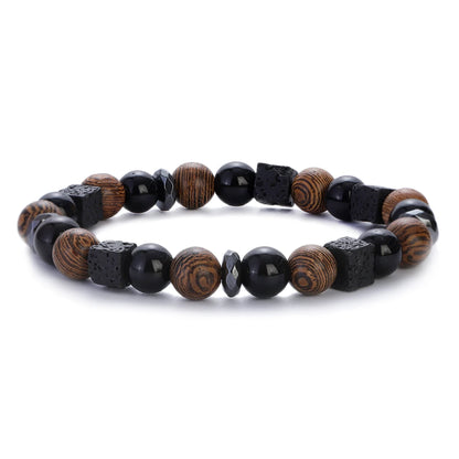 8mm New Natural Wood Beads Bracelets Men Black Ethinc Meditation White Bracelet Women Prayer Jewelry Yoga Bracelet Homme