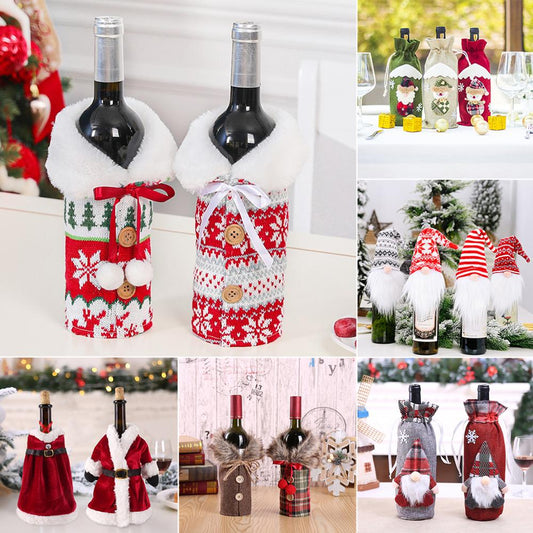 Christmas Wine Bottle Cover Merry Christmas Decor for Home 2023 Navidad Noel Christmas Ornaments Xmas Happy New Year 2024