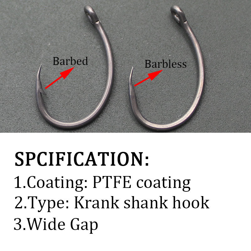 30PCS High Carbon Steel Carp Hooks Coating Carp Fishing Hook Wide Gape With Micro Barb Matt Black Yn Hook for Carp Coarse