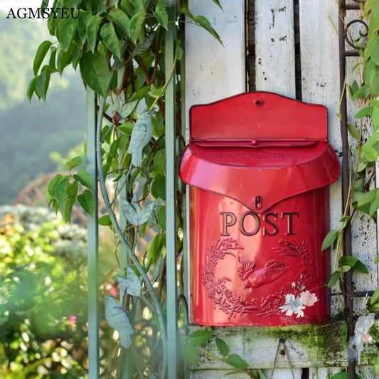 European Style Iron Retro Mailbox, Sealed Suggestion Box, Newspaper Mailbox, Wedding Garden Decoration Home Mailbox Post Box
