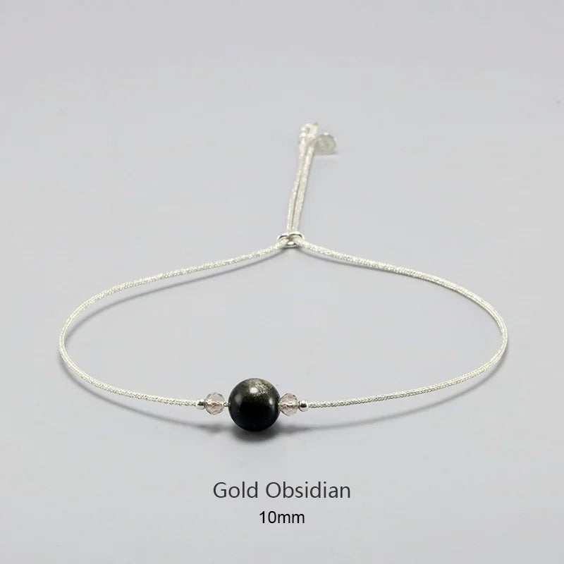 Handmade Moonstone Bracelet Thin Rope With Natural Crystal 925 Sterling Silver Beads Personalized Bracelets for Women