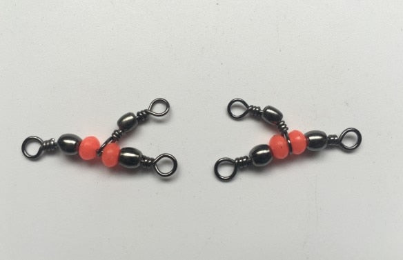 Rompin 20Pcs/Lot 3 Way Fishing Rolling Brass Barrel Triple Swivels Bearing Connector Solid Ring Fishing Fishing Tackle Accessory