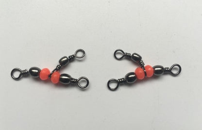 Rompin 20Pcs/Lot 3 Way Fishing Rolling Brass Barrel Triple Swivels Bearing Connector Solid Ring Fishing Fishing Tackle Accessory