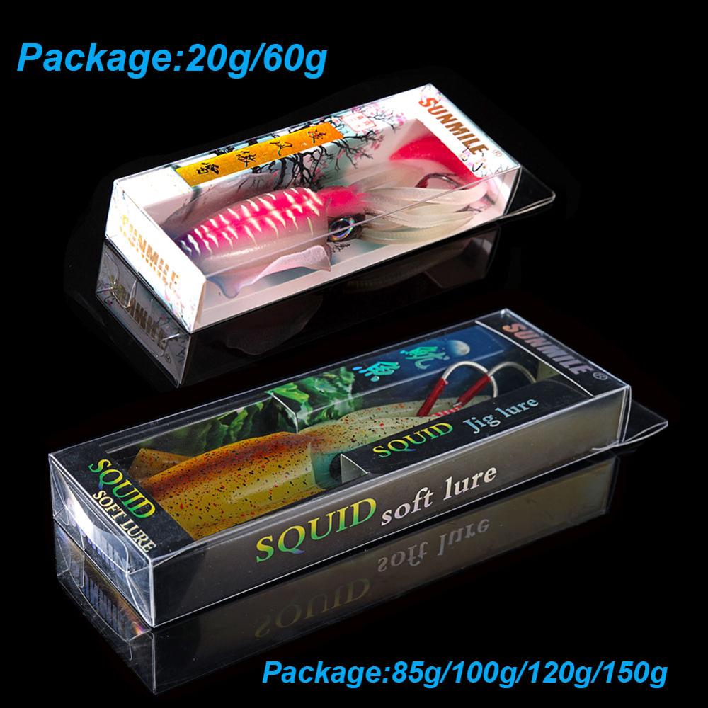SUNMILE Fishing Soft Squid Lure 20g/60g/80g/100g/120g/150g Luminous/Uv Squid Jig Fishing Lures for Sea Fishing Wobbler Bait