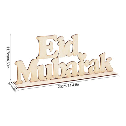 Wooden EID Mubarak Decoration Ramadan Mubarak Ornaments Islamic Muslim Pendant Eid Al Adha Party Supplies Ramadan Kareem