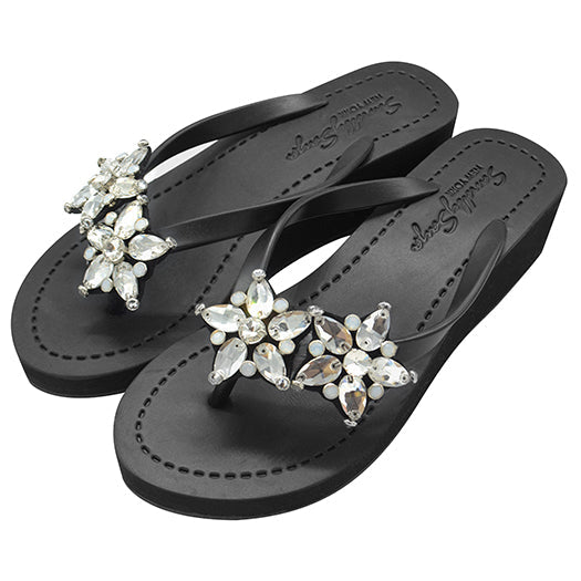 2 Stars - Rhinestone Mid Wedge Flip Flops