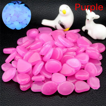 10pcs/Lot Luminous Pebbles Rocks Garden Ornaments Stone Glow in the Dark GardenFor Walkways Fish Tank Decorations