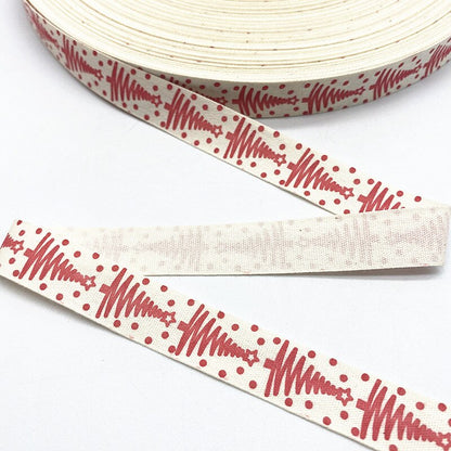 New 5yards 15mm Christmas Printed Polyester Cotton Ribbon DIY Wedding Christmas Party