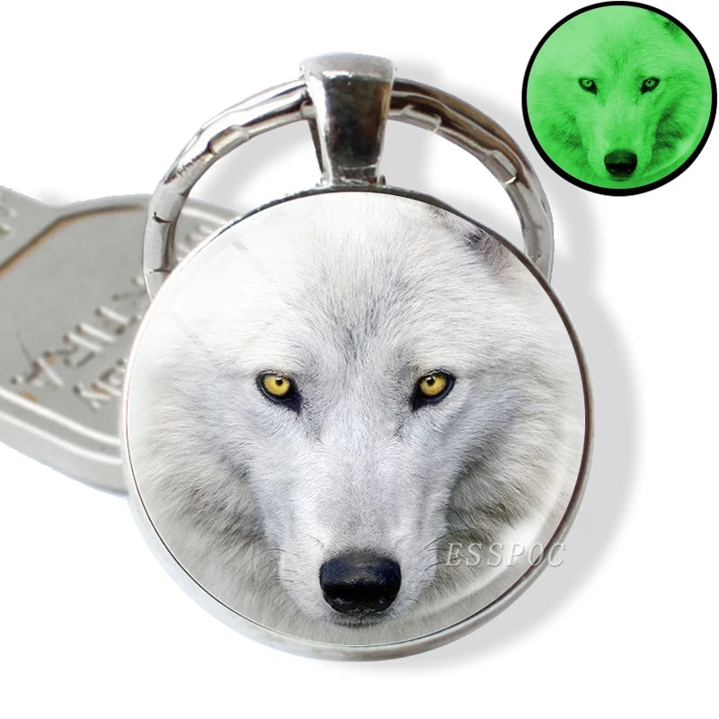 Glow in the Dark Wolf Key Chain Key Rings Holder Luminous Wolf Head Keychain Men Jewelry