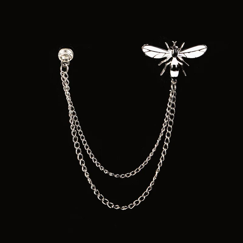 Cute Bee Vintage Brooches Pins Animal Alloy Metal Chain Brooch Broches Man Suit Shirt Collar Tassel Lapel Pin Women Jewelry