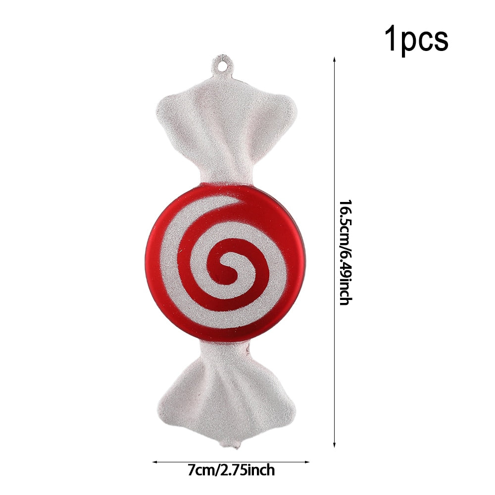 Multi Size Red and White Christmas Candy Canes Christmas Balls Christmas Tree Pendant Family Christmas Decoration New Year