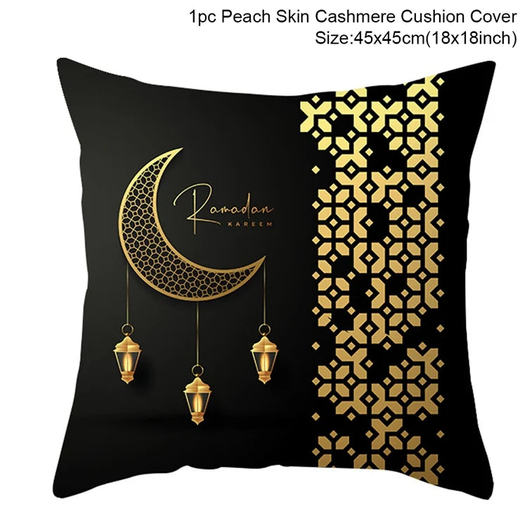 EID Mubarak Cushion Cover Ramadan Decoration for Home Ramadan Kareem Mubarak Muslim Islamic Party Supplies EID Pillowcase