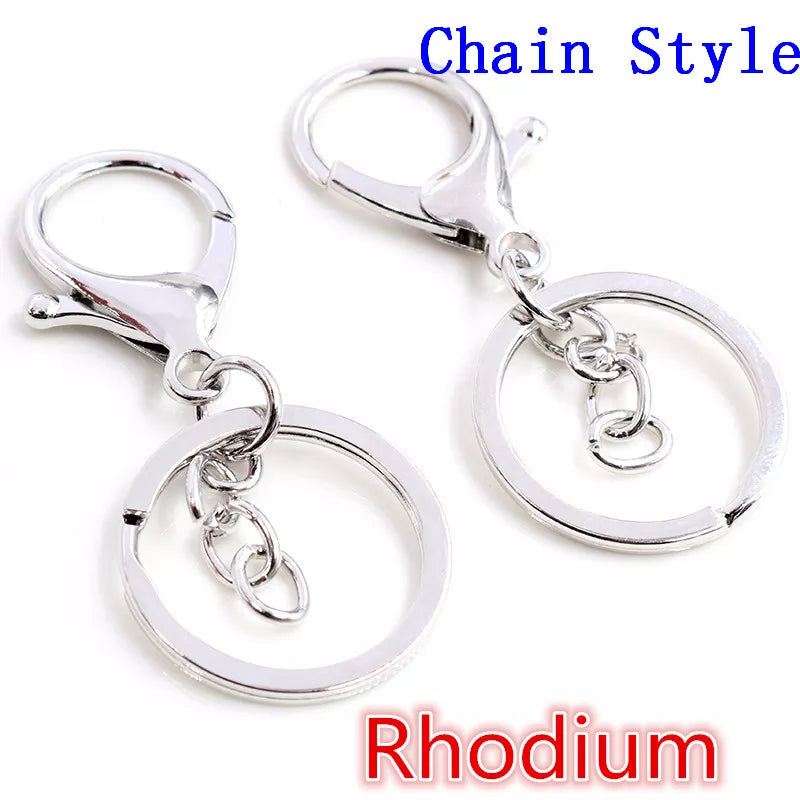 5pcs/Lot 30mm Key Ring Long 70mm Popular Classic 11 Colors Plated Lobster Clasp Key Hook Chain Jewelry Making for Keychain