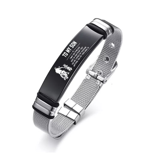 Meaeguet Personalized Bangle Men's Slide Mesh Bracelet Customized Name Wristband Stainless Steel Male Bileklik Pulseira