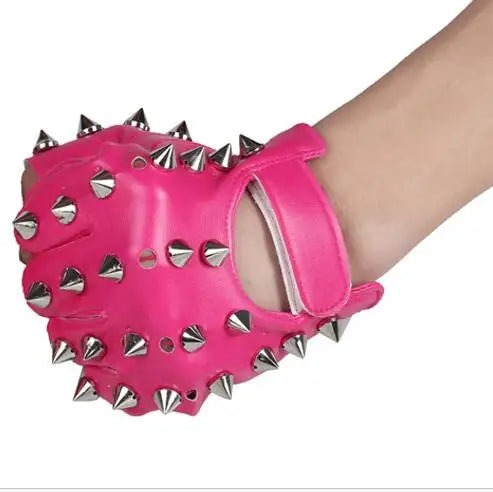 Children's Punk Rivet Faux Leather Glove Kids DS Dancing Rock and Roll Jazz Rivet Glove R388