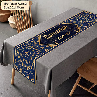 Ramadan Decoration Table Runner EID Mubarak Decor for Home Tablecloth Ramadan Kareem Islamic Muslim Party Eid Al Adha