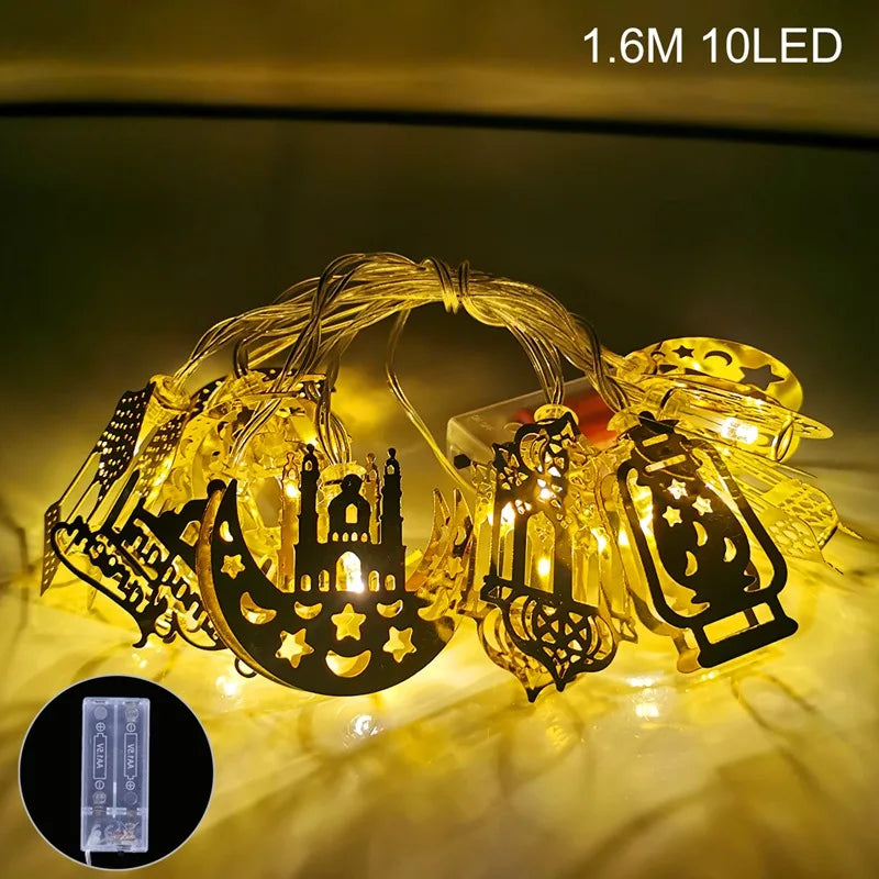 1.6M Moon Star Led Light String Eid Mubarak Decor Ramadan Decor for Home Muslim Islamic Decor Hajj Ramadan Kareem Eid Al Adha