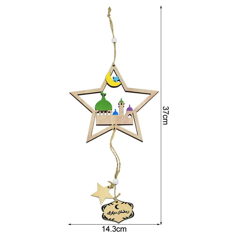 Wooden EID Mubarak Decoration Ramadan Mubarak Ornaments Islamic Muslim Pendant Eid Al Adha Party Supplies Ramadan Kareem