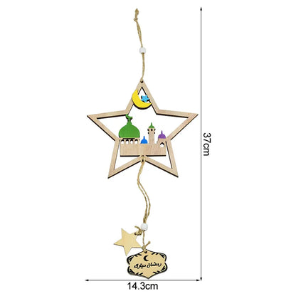 Wooden EID Mubarak Decoration Ramadan Mubarak Ornaments Islamic Muslim Pendant Eid Al Adha Party Supplies Ramadan Kareem