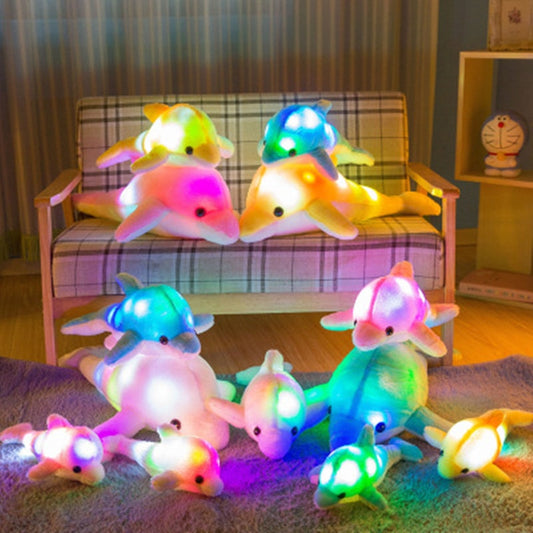 1pc 32cm Cute Creative Luminous Plush Toy Dolphin Doll Glowing LED Light Animal Toys Colorful Doll Pillow Children's Lovely