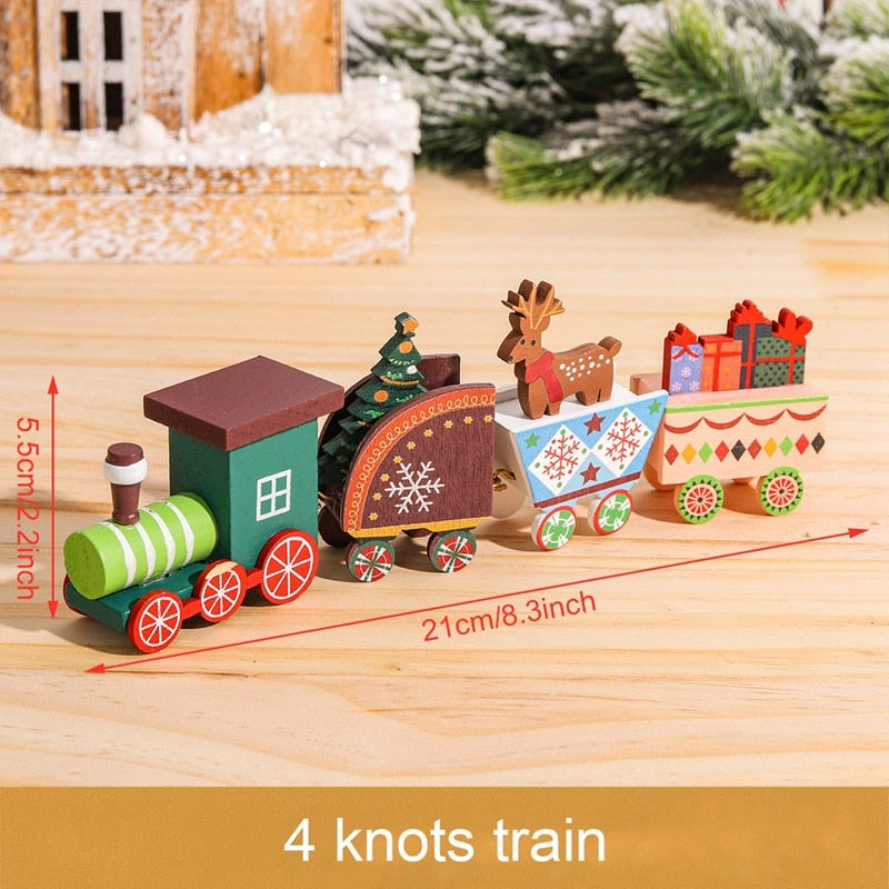Christmas Wooden Train Merry Christmas Decoration for Home 2023 Christmas Ornaments Navidad Xmas New Year 2024