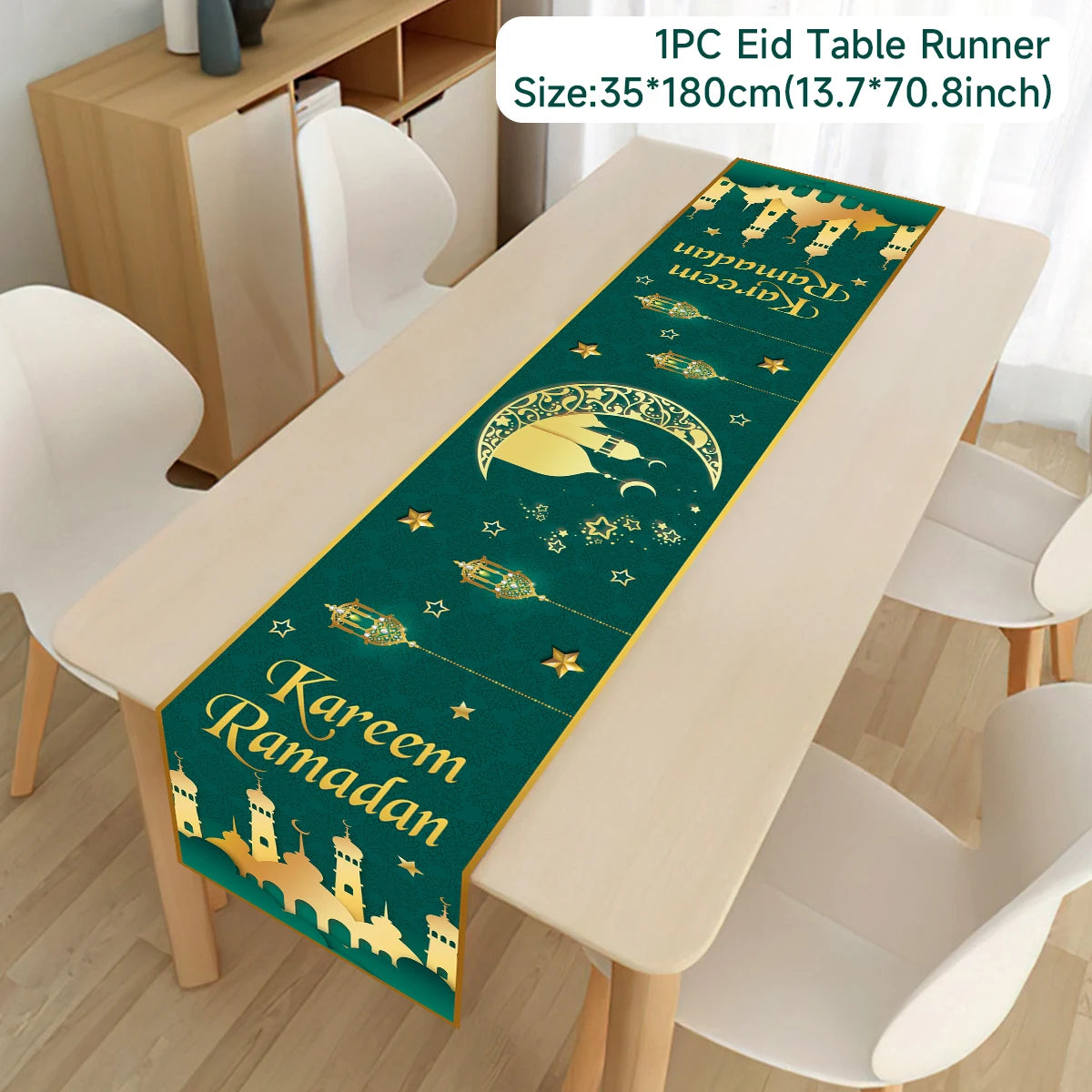 Ramadan Decor Table Runner EID Mubarak Decoration 2024 for Home Tablecloth Ramadan Kareem Islamic Muslim Party Eid Al Adha