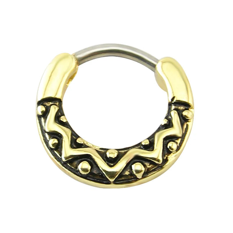 Indian Nose Piercing Septum Clicker Real Clip Rings Piercing Jewelry Septum Tribal Hoop Nose Ring Body Piercing Septo Indiano