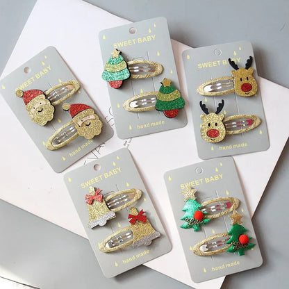 Christmas Hairpin Set Children Hair Accessories Holiday Princess Christmas Hairpin Girl Hair Accessories Side Clip